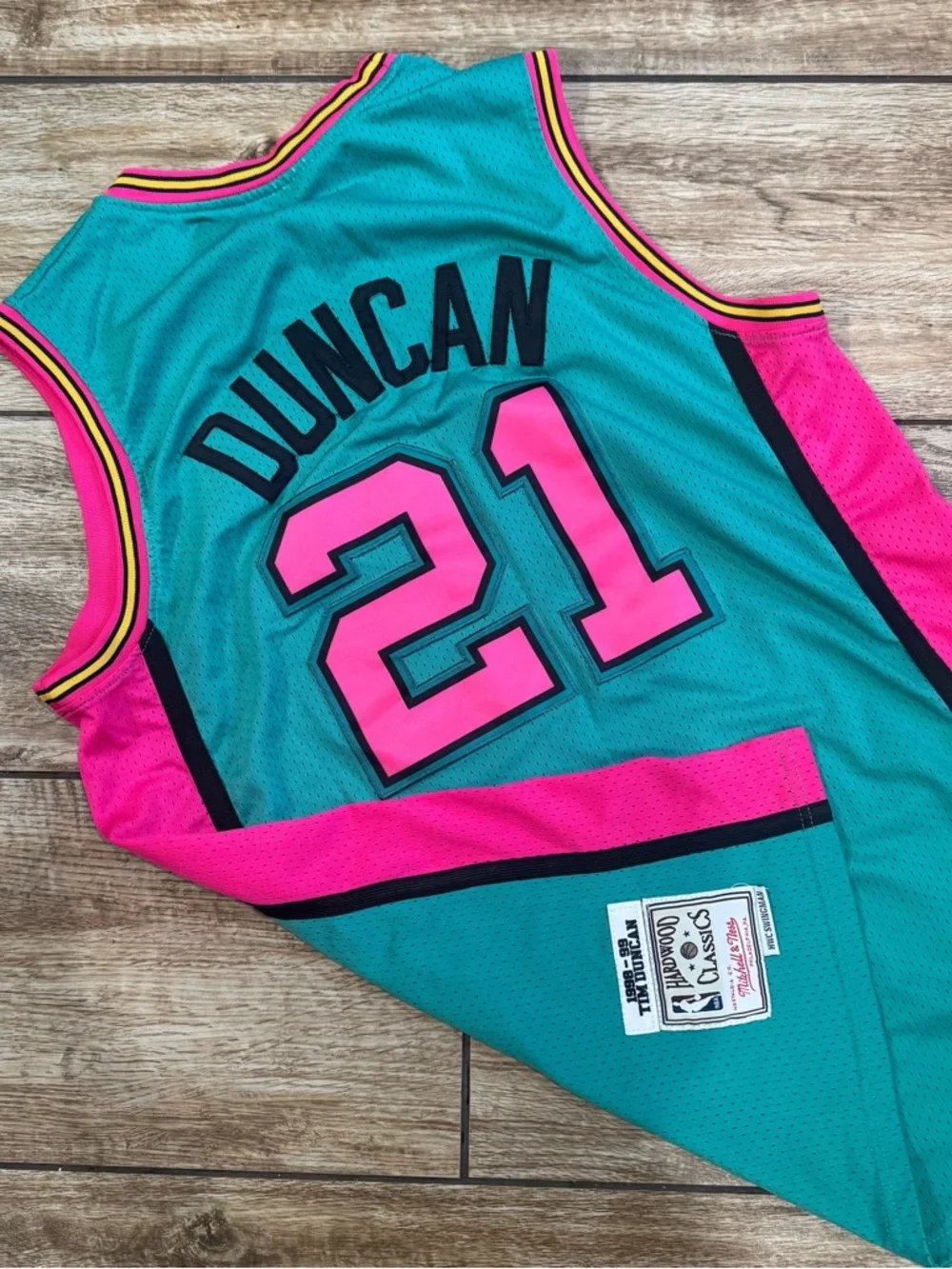 Mitchell & Ness Teal and Pink 'Duncan 21' Men’s Jersey